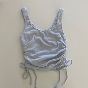 Hollister Light Blue Ribbed Tank ruched, tie adjust sides